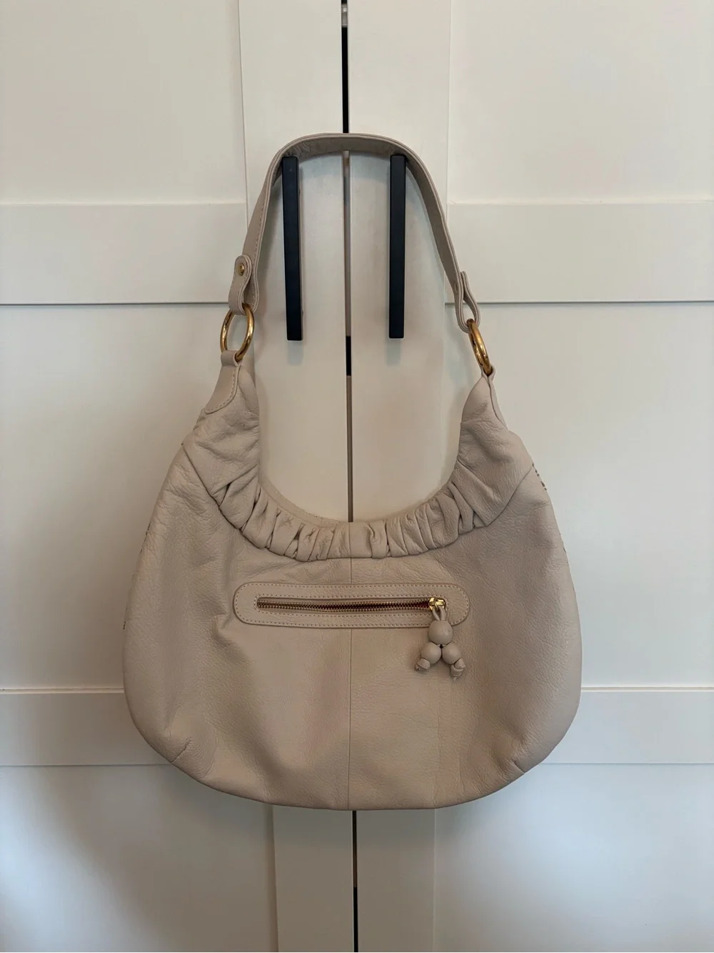 FIORE Zen Garden Embroidered Leather Hobo Bag with Tassels